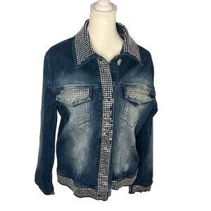 Rhinestone Denim Jean Jacket Embellished Western Jean Jacket Indie Sleeze Y2K